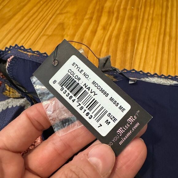 NWT Miss Me Dress Lace Floral Lined High Low Button Front Short Sleeve M - Picture 7 of 14